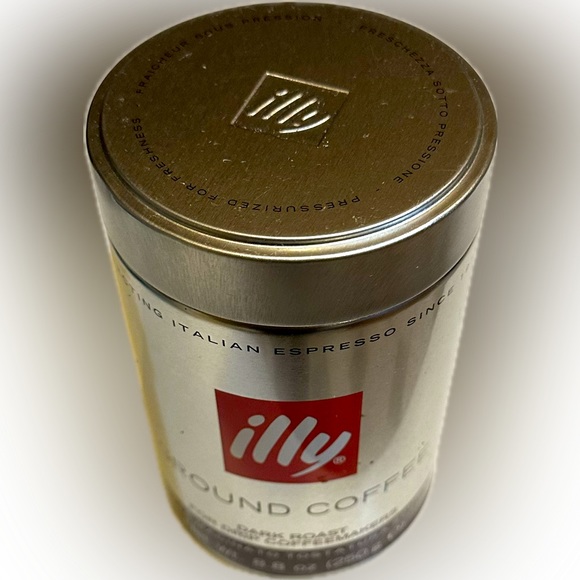 ILLY ITALIAN ESPRESSO GROUND COFFEE CAN TIN AIR TIGHT LID COLLECTIBLE STORAGE 5” - Picture 3 of 16